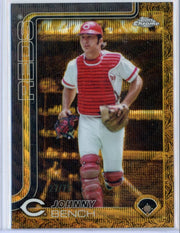Johnny Bench 2025 Topps Chrome Gilded Blue Gold #'d 27/75