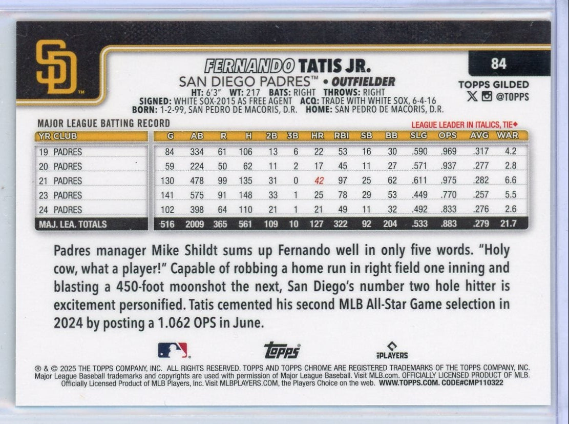 Fernando Tatis 2025 Topps Gilded #'d /25