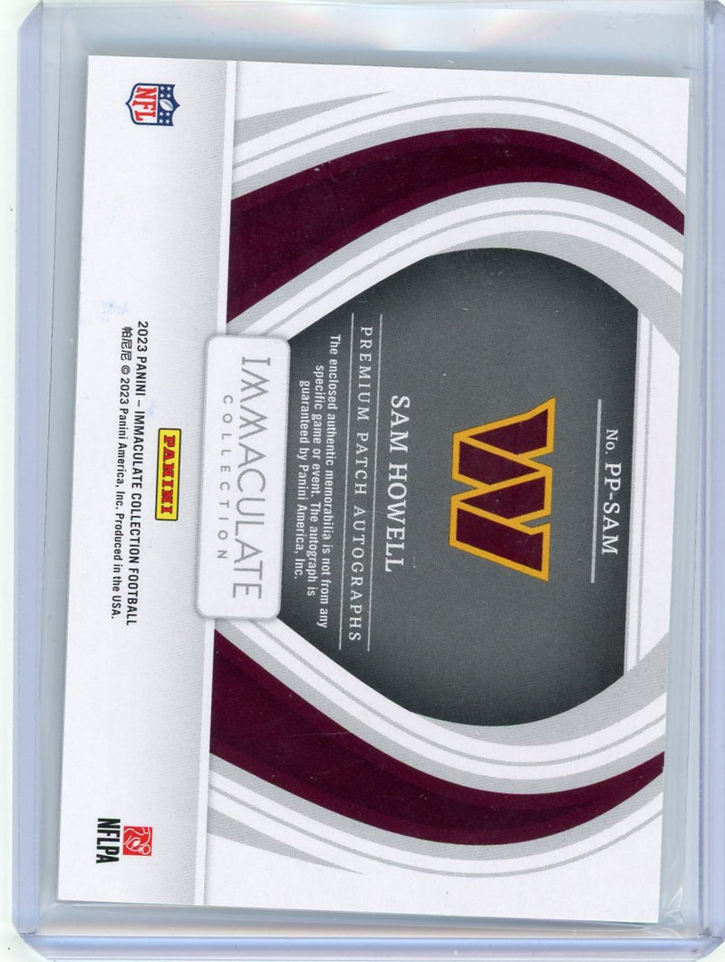 Sam Howell 2023 Panini Immaculate Premium Patch Auto 