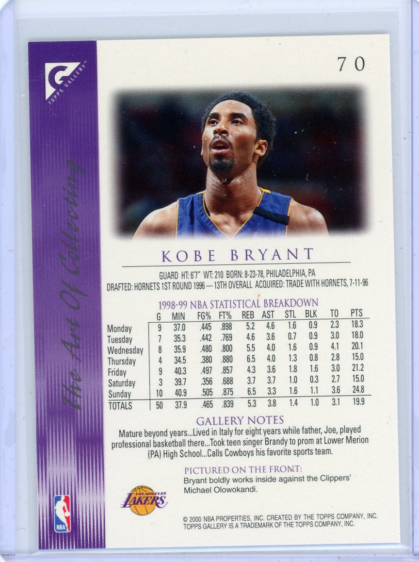 Kobe Bryant 2000 Topps Gallery #70