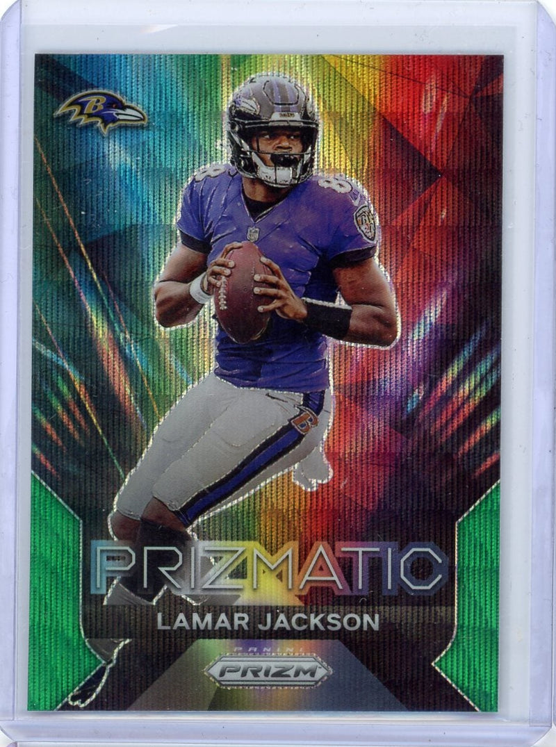 Lamar Jackson 2023 Panini Prizm Prizmatic Prizms Green Wave