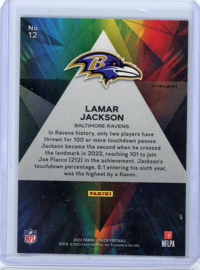 Lamar Jackson 2023 Panini Prizm Prizmatic Prizms Green Wave