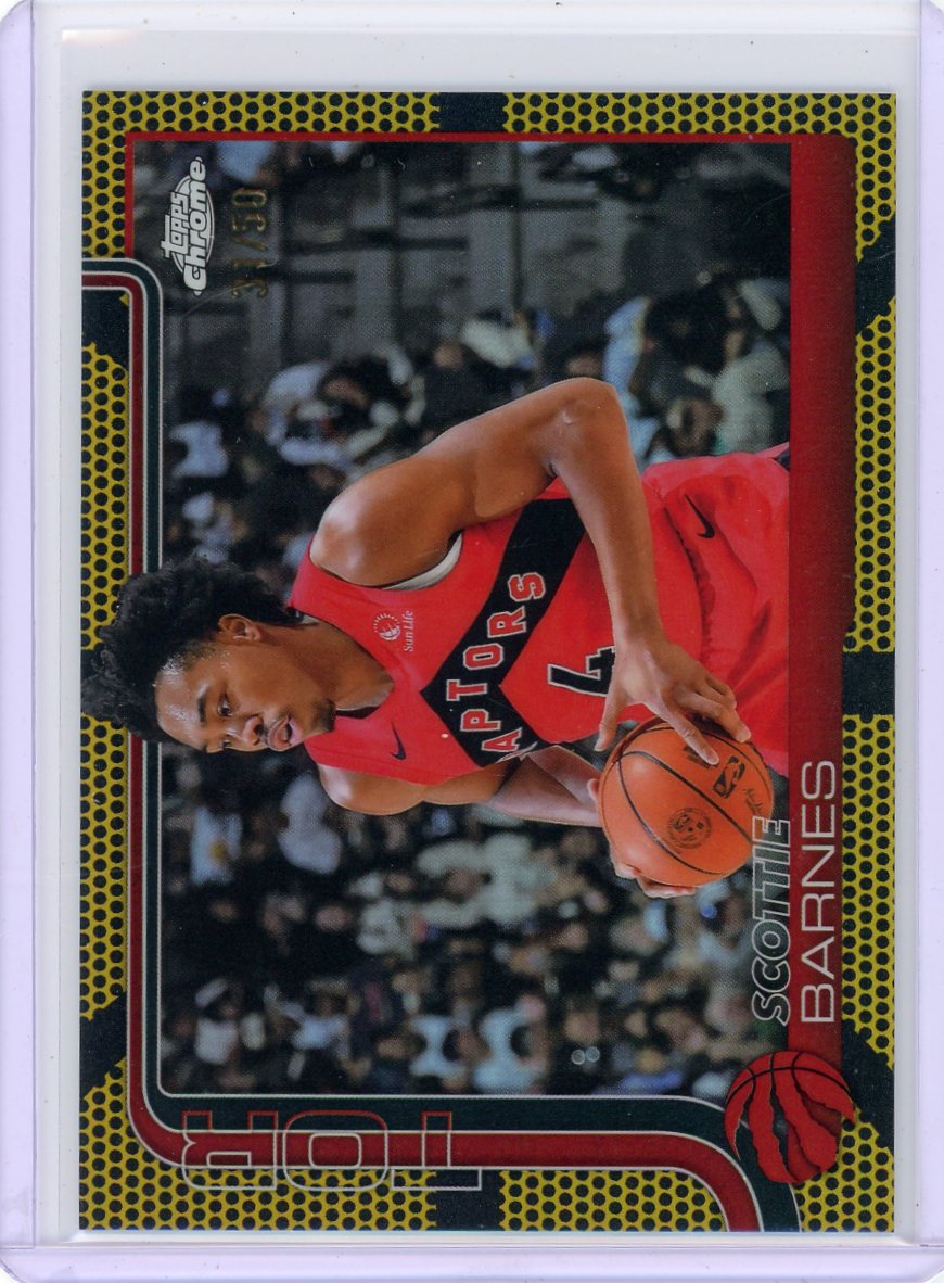Scottie Barnes 2025-26 Topps Chrome Gold Basketball Refractor #'d 31/50