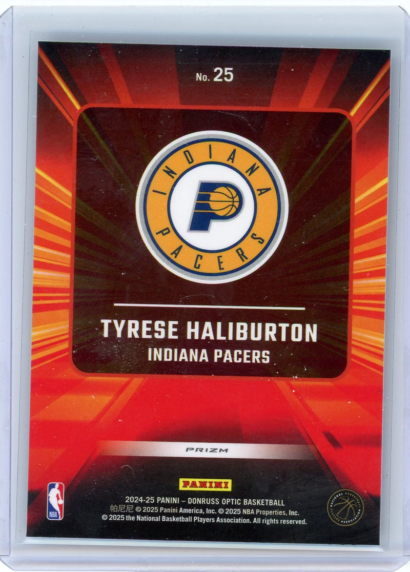 Tyrese Haliburton 2024-25 Panini Donruss Optic Express Lane Purple Shimmer Prizm