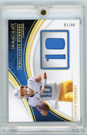 Justin Herbert 2025 Panini Immaculate Numbers Relic Gold #'d 06/10