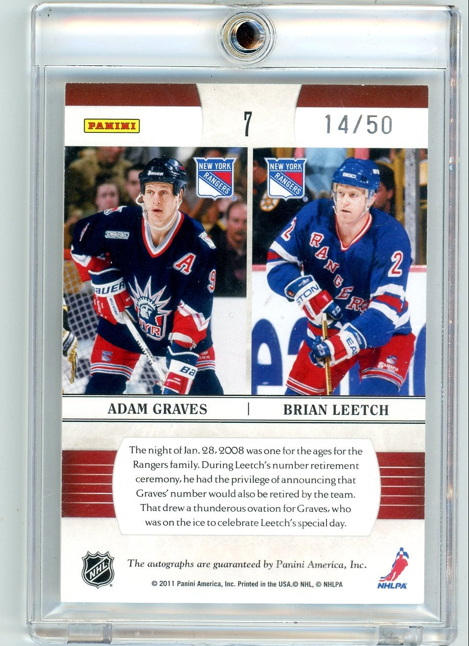 Adam Graves / Brian Leetch 2010-11 Panini Dominion Pen Pals Autograph #'d 14/50