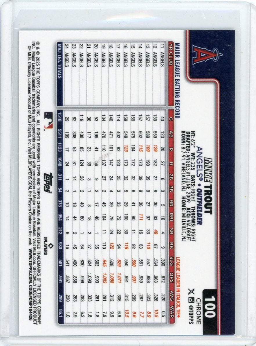 Mike Trout 2025 Topps Chrome Logofractor blue ref. #'d 090/150