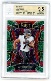 Bijan Robinson 2023 Panini Select Phenomenon Prizm Green #'d 2/5 BGS 9.5