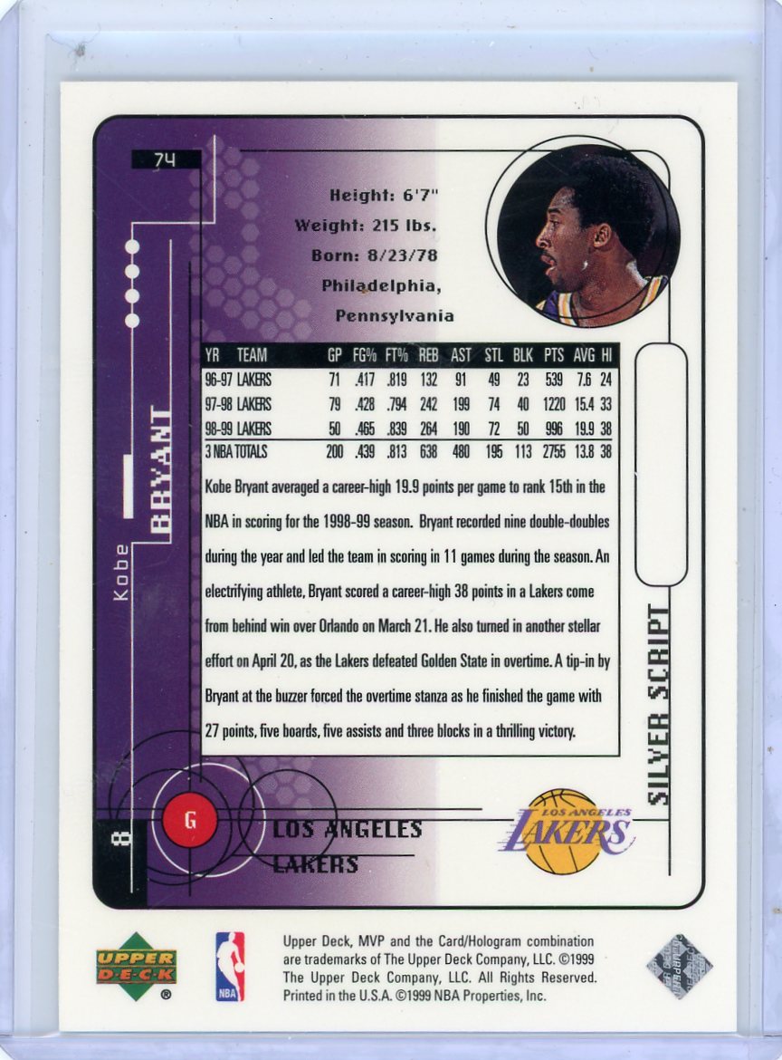 Kobe Bryant 1999-00 Upper Deck MVP #74