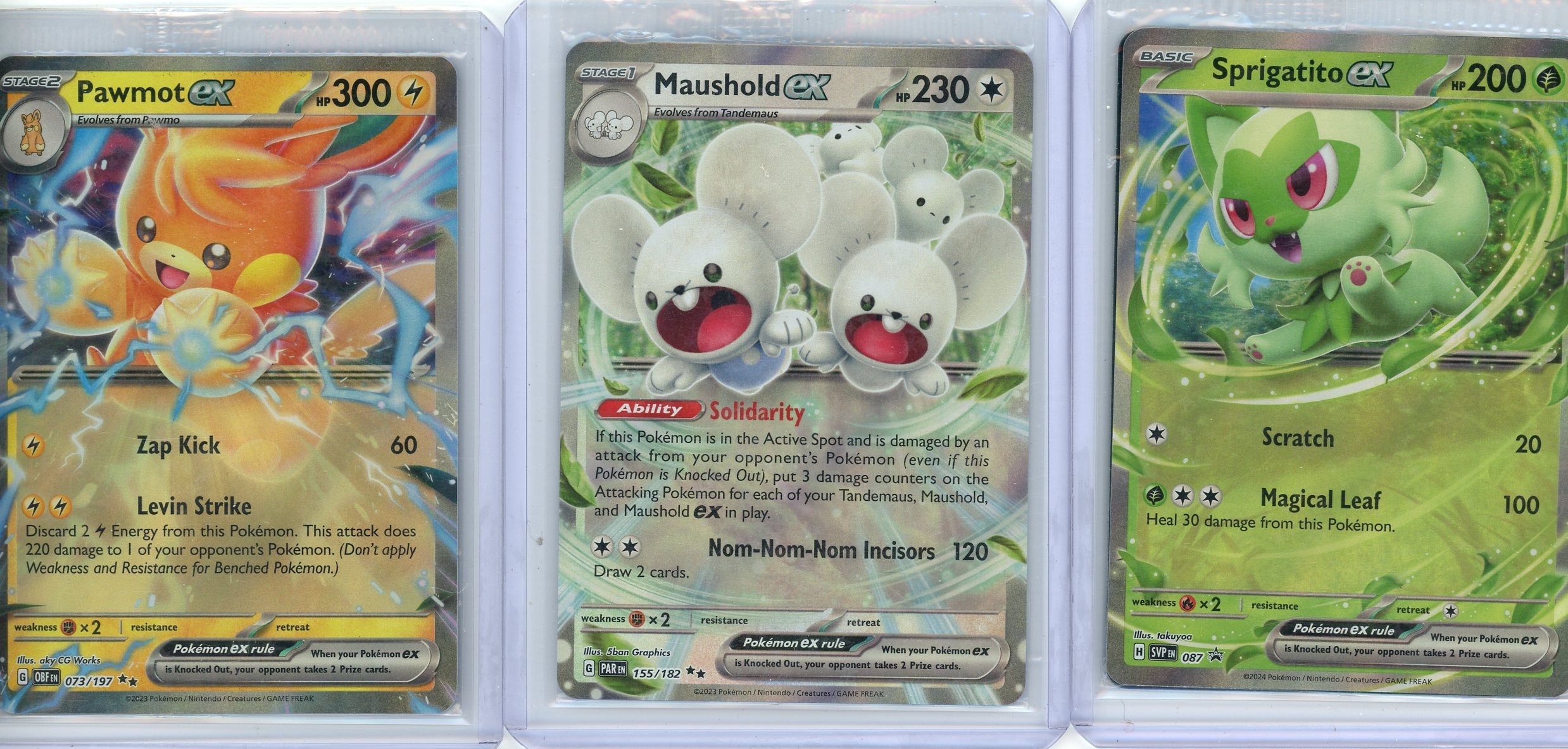 Sprigatito ex Maushold ex Pawmot ex 2024 Pokemon Adventure Chest Promos 3-card lot