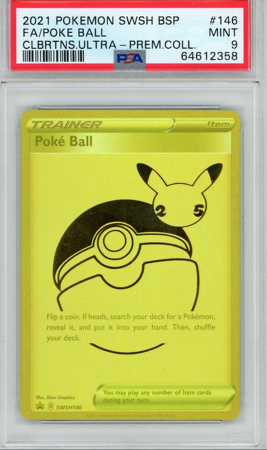 Poké Ball SWSH 146 Gold Black Star UPC Promo PSA 9