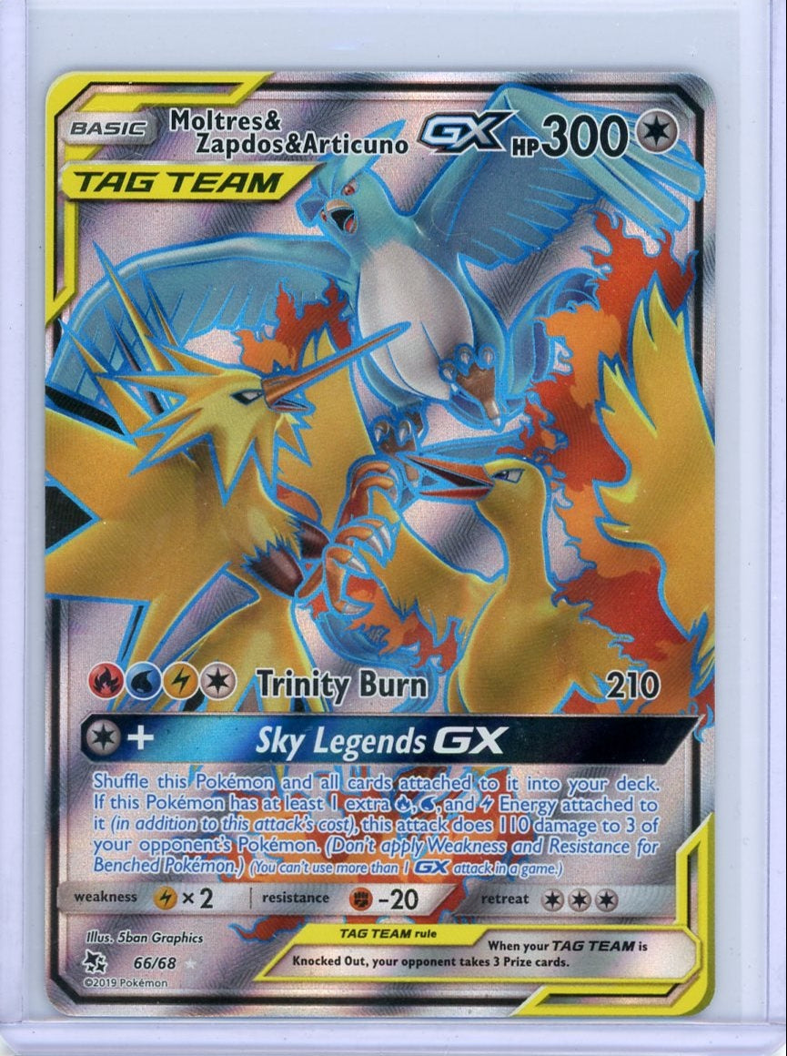 Moltres & Zapdos & Articuno GX Pokémon Hidden Fates Full Art #66/68