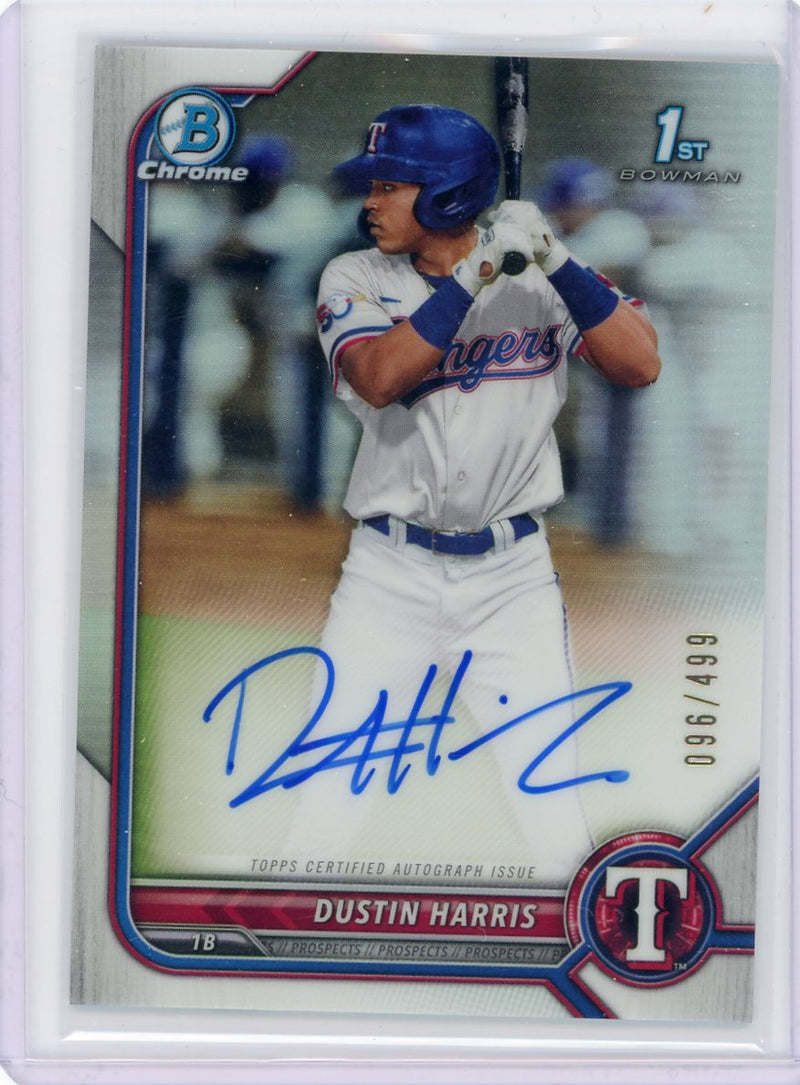 Dustin Harris 2022 1st Bowman Chrome refractor autograph 