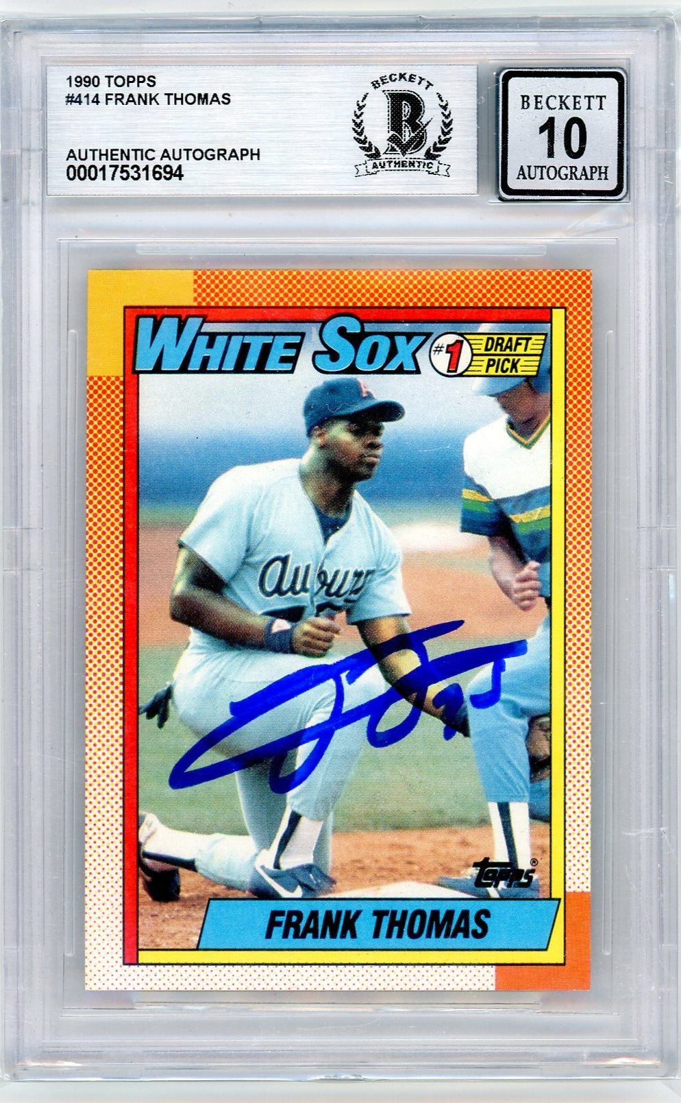 Frank Thomas 1990 Topps Rookie Card IP Auto BGS Auto 10
