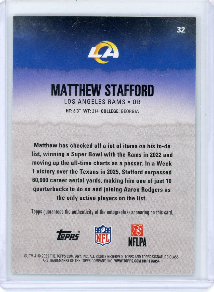 Matthew Stafford 2025 Topps Signature Class Autograph #'d 127/150