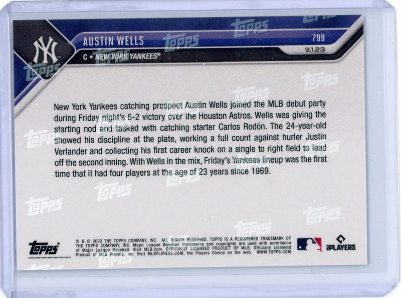 Austin Wells 2023 Topps NOW 