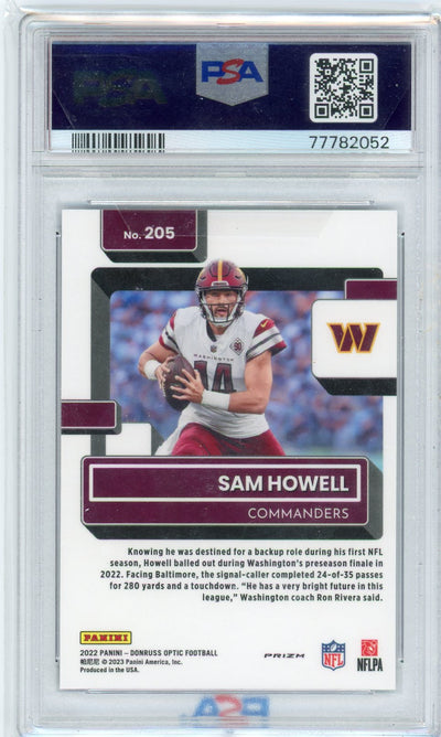 Sam Howell 2022 Panini Donruss Optic purple shock rookie card PSA 9