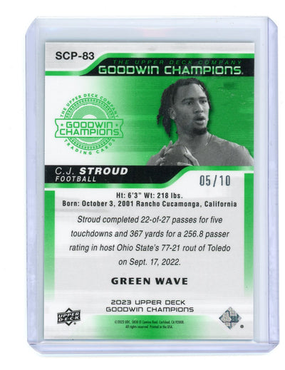 CJ Stroud 2023 Upper Deck Goodwin Champions Splash of Color Green Wave #'d 05/10