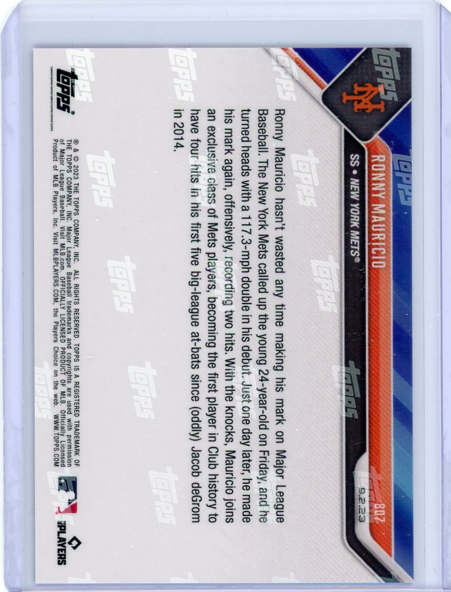 Ronny Mauricio 2023 Topps NOW #807 purple #'d 24/25