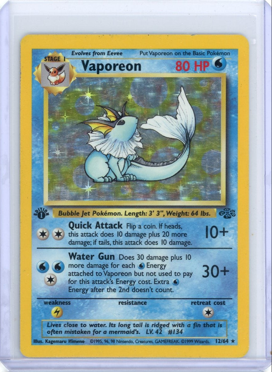 Vaporeon 1st Edition 1999 Pokemon Jungle holo #12/64 HP