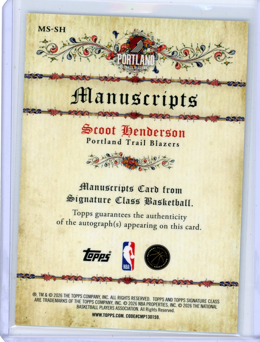Scoot Henderson 2025-26 Topps Signature Class Manuscripts Auto
