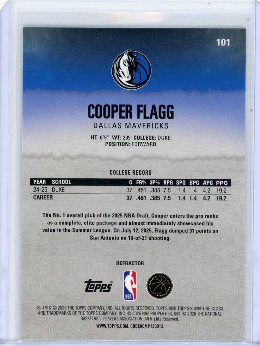 Cooper Flagg 2025-26 Topps Signature Class Refractor RC