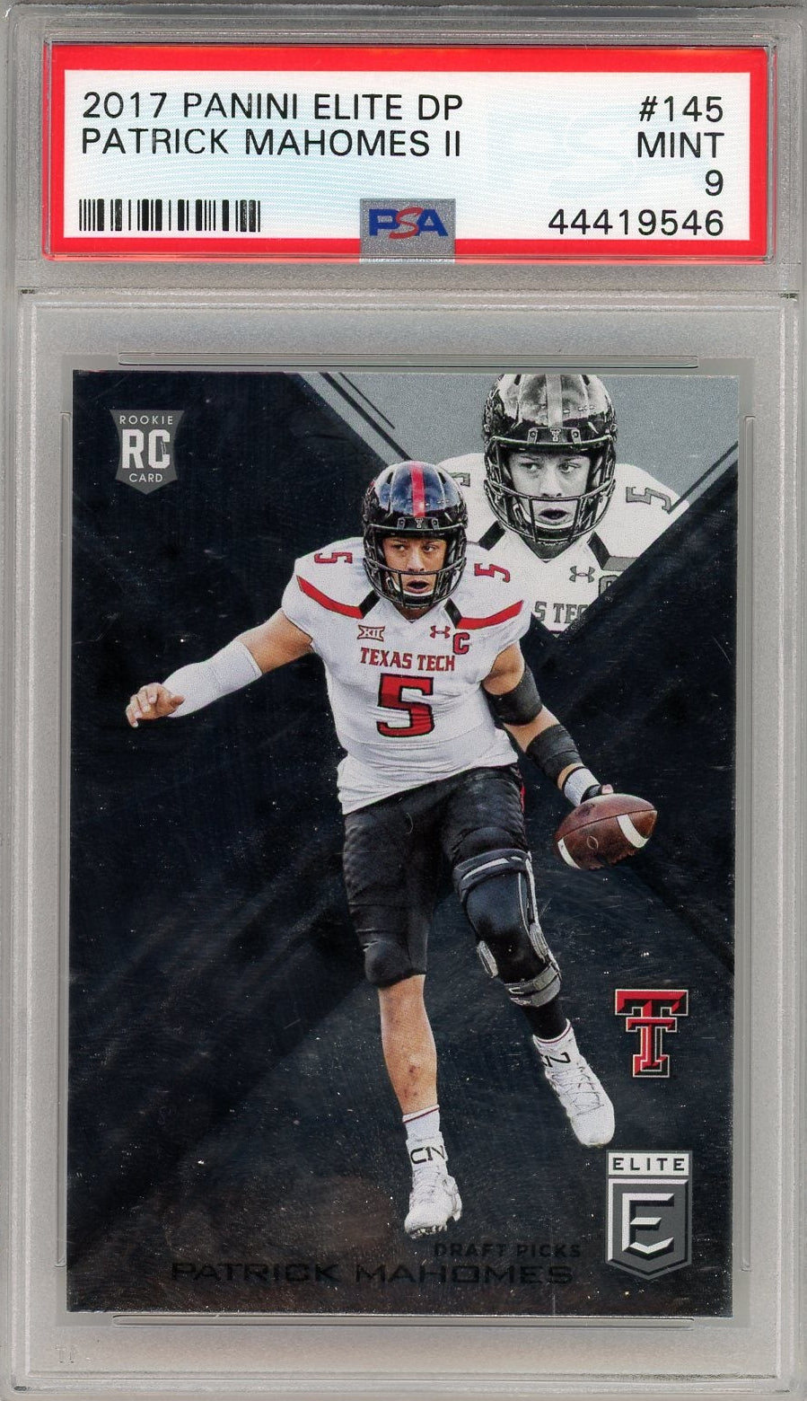 Patrick Mahomes II 2017 Panini Elite Draft Picks rookie card PSA 9