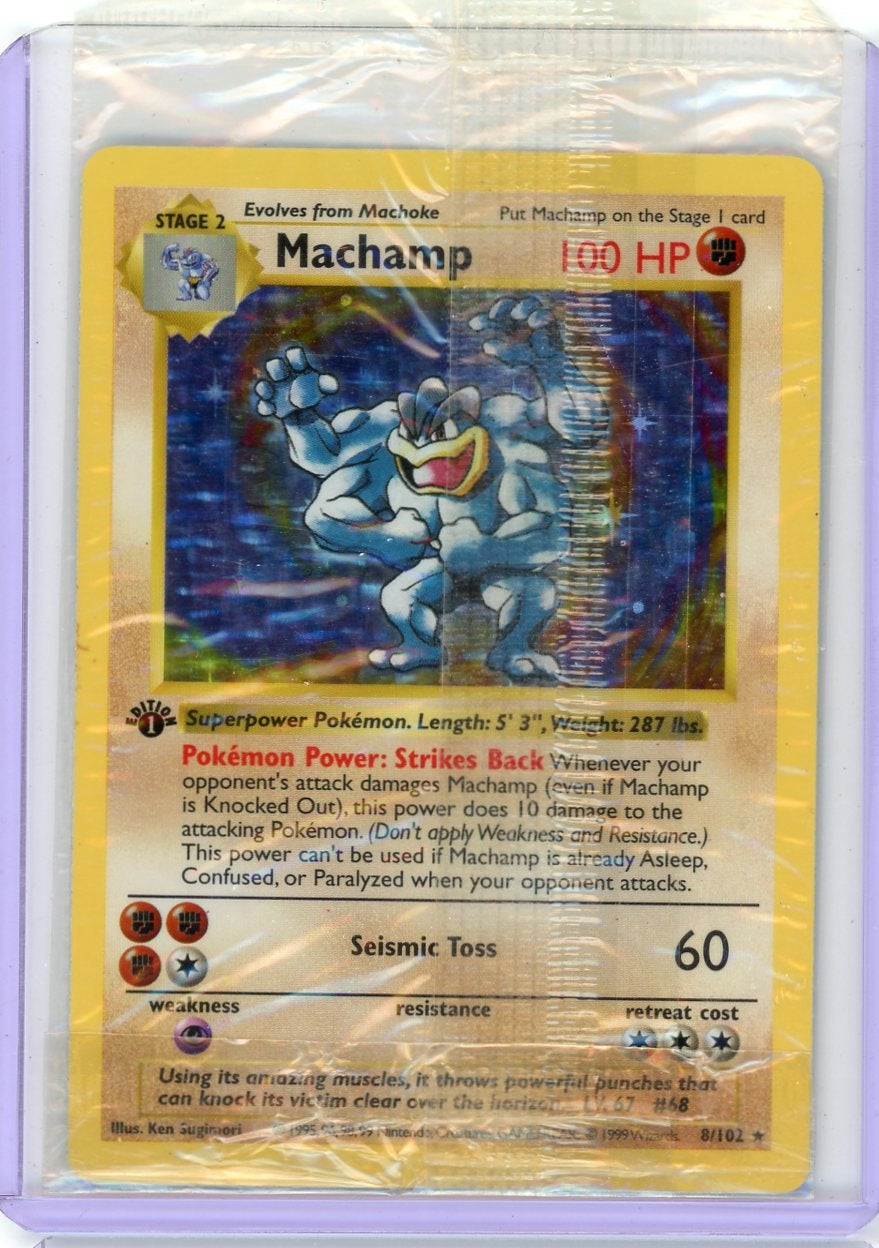 Machamp 1st Edition Shadowless 1999 Pokemon (sealed) #8/102
