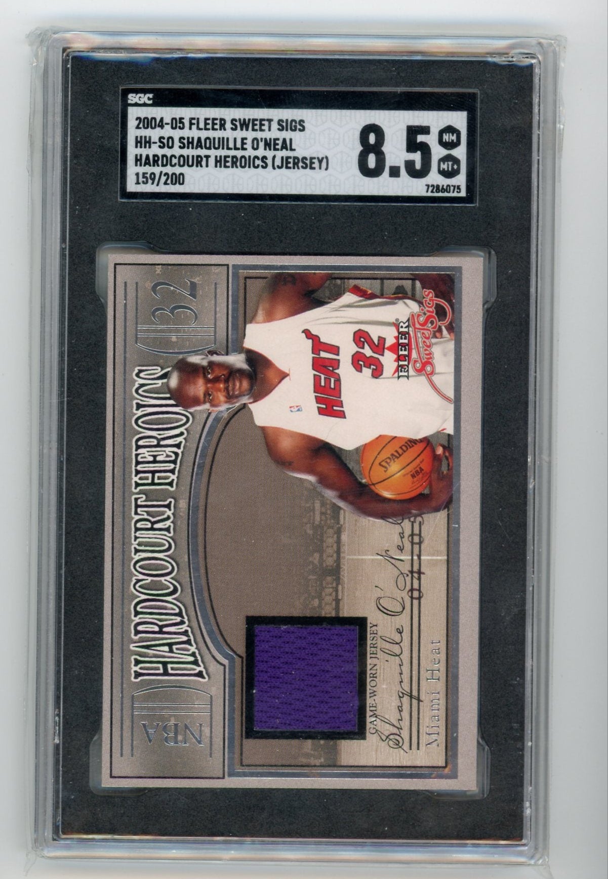 Shaquille O'Neal 2004-05 Fleer Sweet Signs Hardcourt Heroics jersey relic #'d 159/200 SGC 8.5