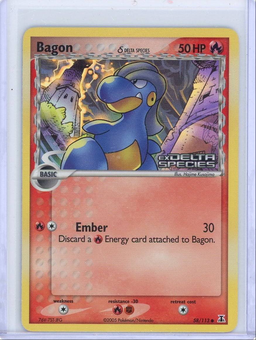 Bagon 2005 Pokemon EX Delta Species reverse holo (Stamped) #58/113 LP/NM