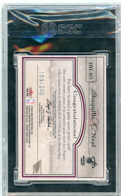 Shaquille O'Neal 2004-05 Fleer Sweet Signs Hardcourt Heroics jersey relic #'d 159/200 SGC 8.5
