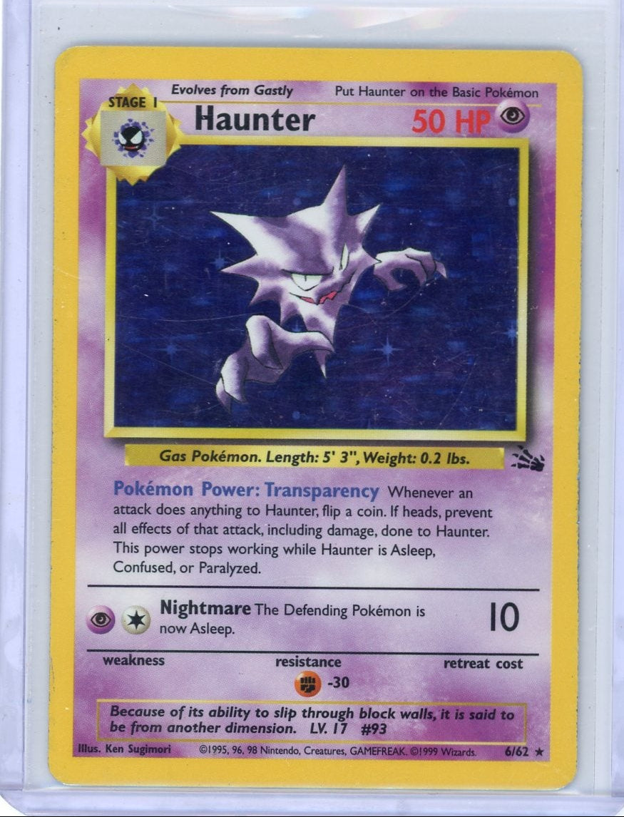 Haunter Pokémon Fossil Unlimited Holo Rare #6/62