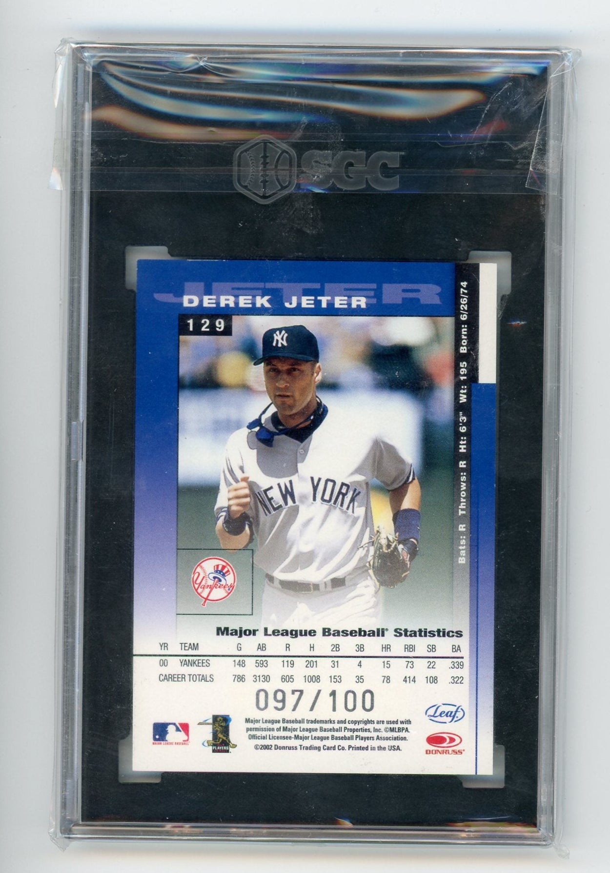 Derek Jeter 2002 Leaf Century Lineage #'d 97/100 SGC 9.5