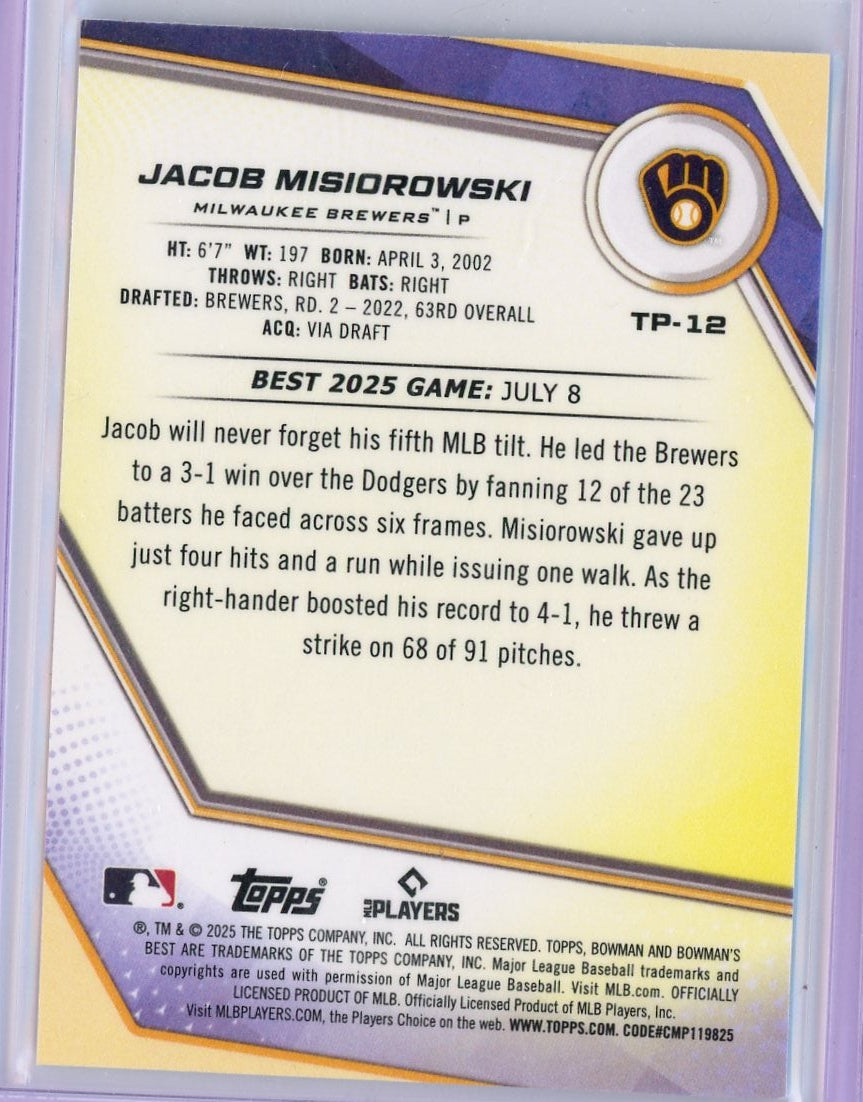 Jacob Misiorowski 2025 Bowman's Best Purple Mojo #'d /250