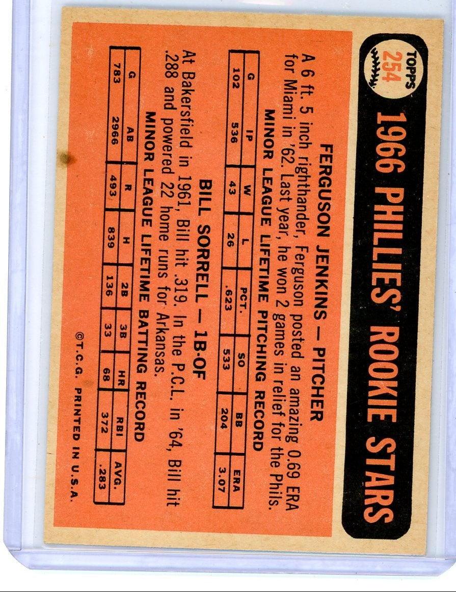 Ferguson Jenkins Bill Sorrell 1966 Topps Rookie Stars #254