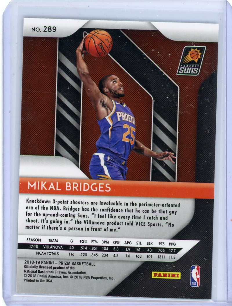 Mikal Bridges 2018-19 Panini Prizm rookie card