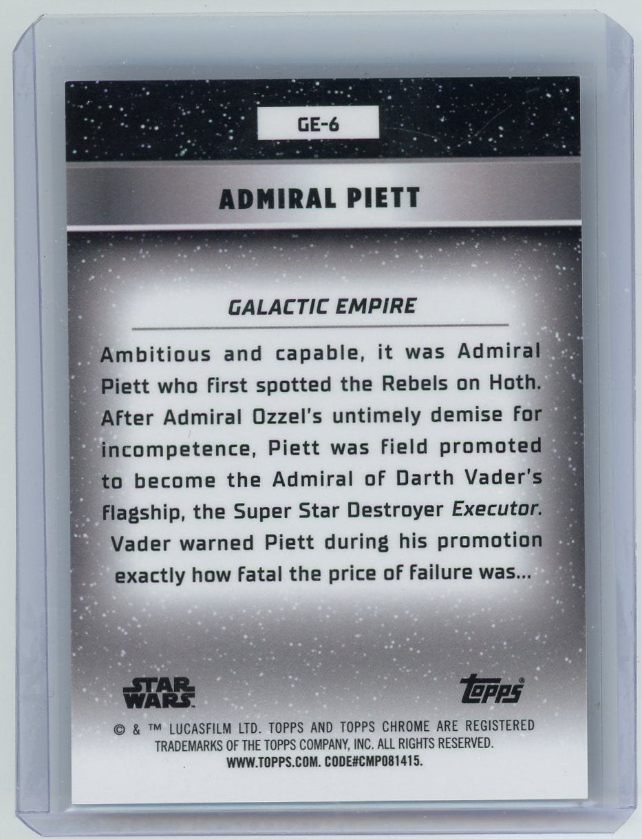 Admiral Piett 2025 Star Wars Topps Chrome Galactic Empire Rebel Orange Refractor #'d 06/25