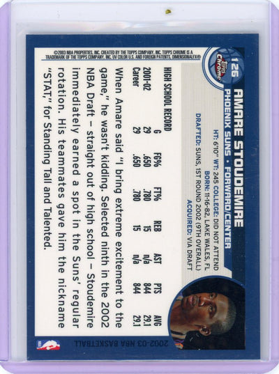 Amare Stoudemire 2003 Topps Chrome rookie card #126