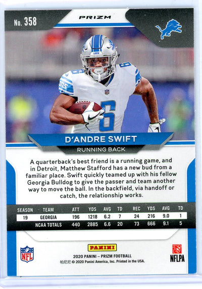 D'Andre Swift 2020 Panini Prizm silver prizm rookie card