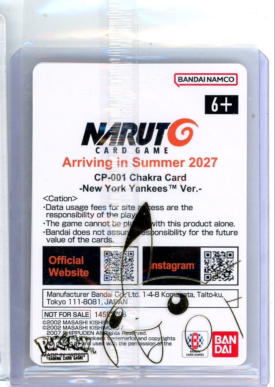 Chakra Card (Naruto X Yankees Promo) #CP-001 sealed