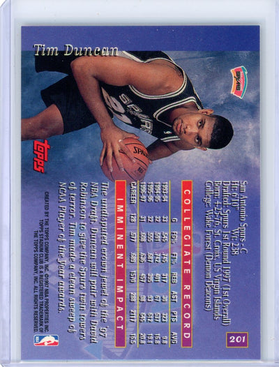 Tim Duncan 1997 Topps Stadium Club NBA Draft
