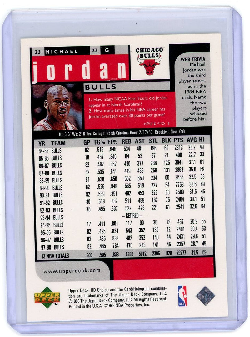 Michael Jordan 1998 Upper Deck UD Choice Reserve SP 