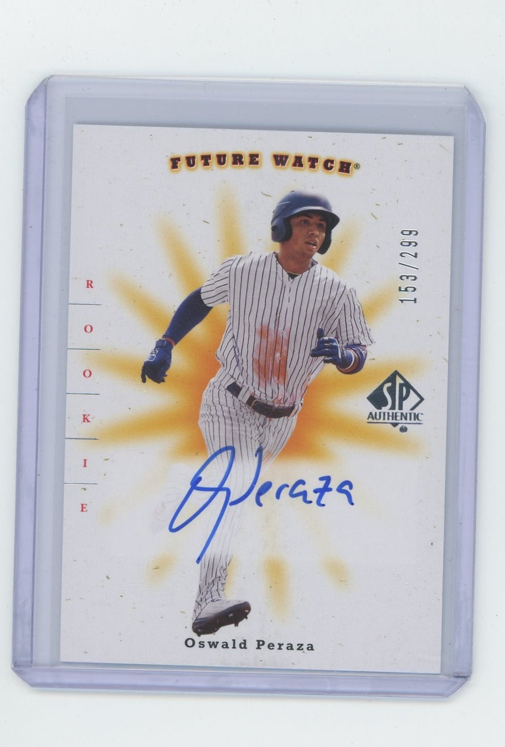 Oswald Peraza 2023 Upper Deck Goodwin Champions SP Authentic autograph rookie card #'d 153/299