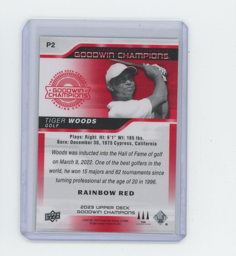 Tiger Woods 2023 Upper Deck Goodwin Champions Platinum red