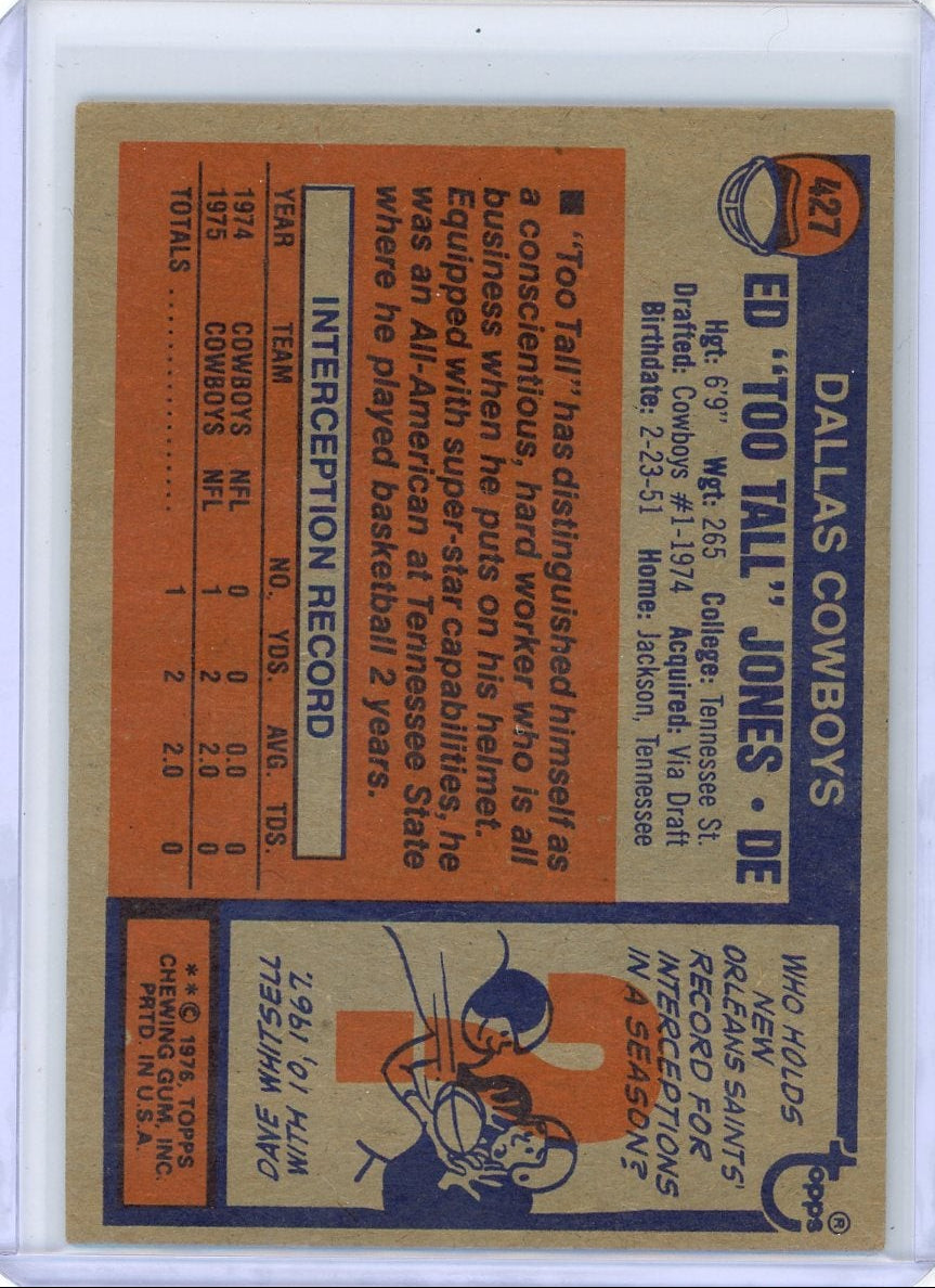 Ed "Too Tall Jones" 1976 Topps rookie card #427