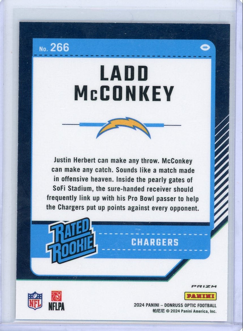 Ladd McConkey 2024 Panini Donruss Optic pink prizm rookie card