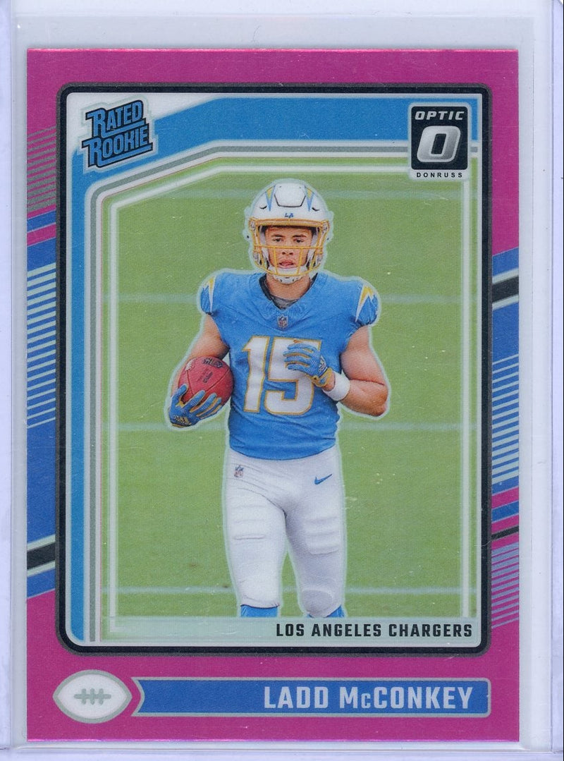 Ladd McConkey 2024 Panini Donruss Optic pink prizm rookie card