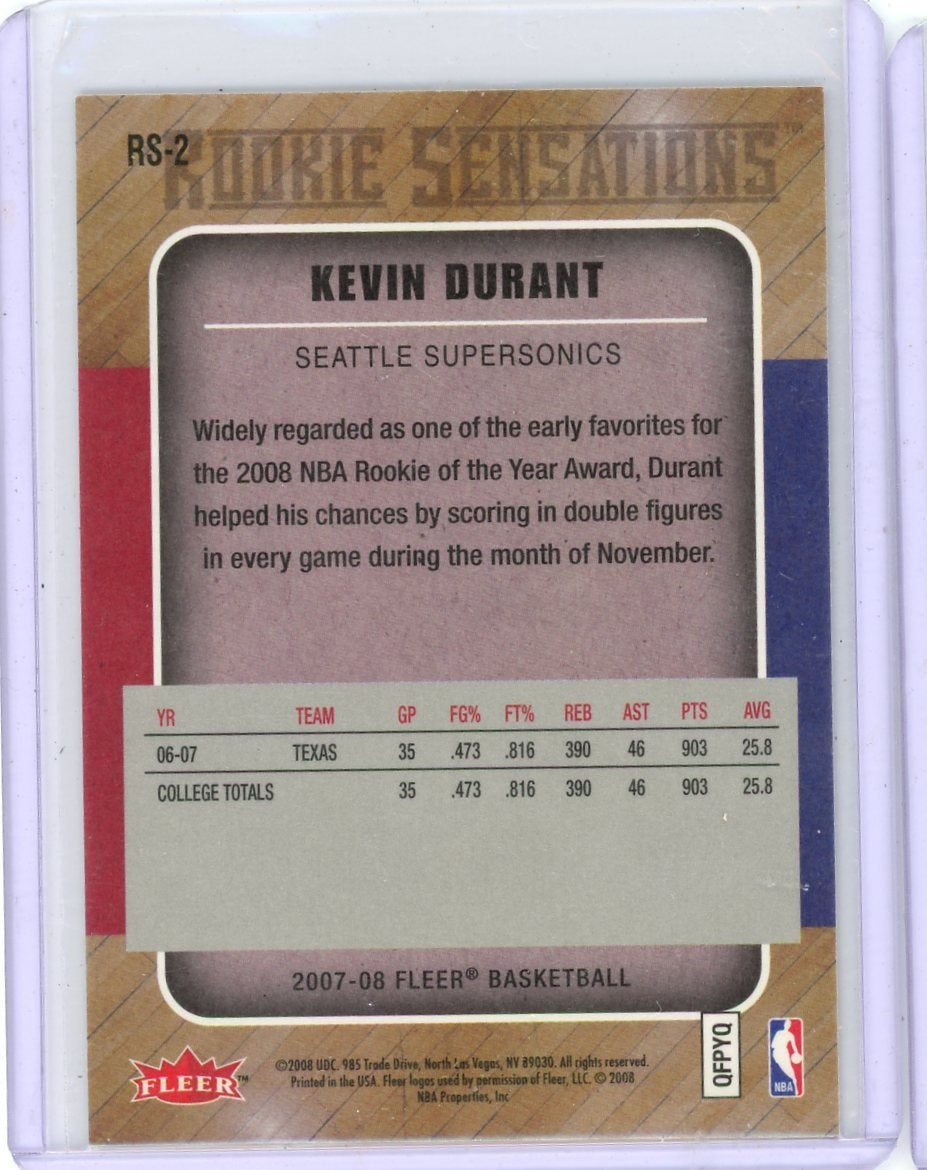 Kevin Durant 2007-08 Fleer Rookie Sensations RC