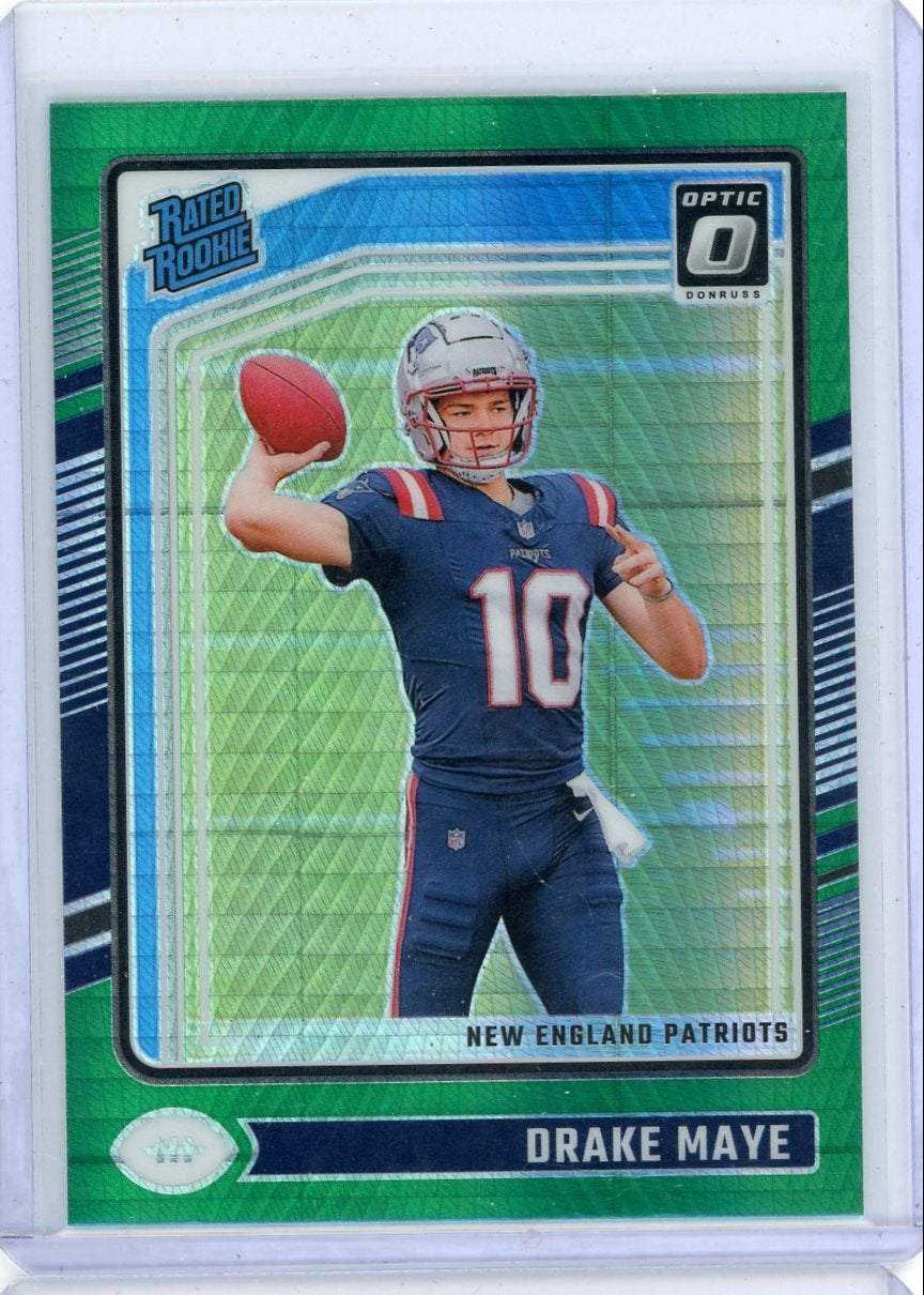 Drake Maye 2025 Panini Optic Green Hyper rookie card