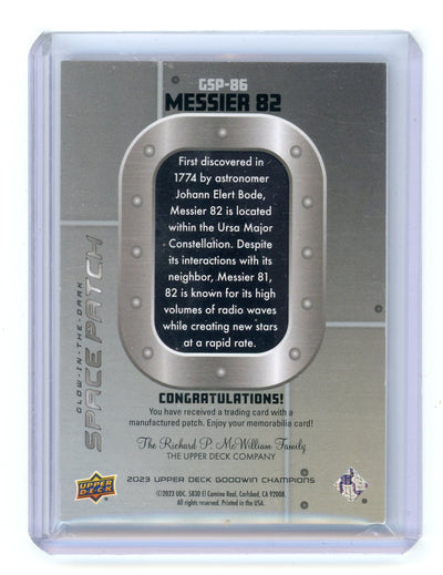 Messier 82 2023 Upper Deck Goodwin Champions Glow-in-the-Dark Space Patch Tier 4 SSP #GSP-86